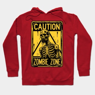 Caution Zombie Zone Sign Black and Yellow Hoodie